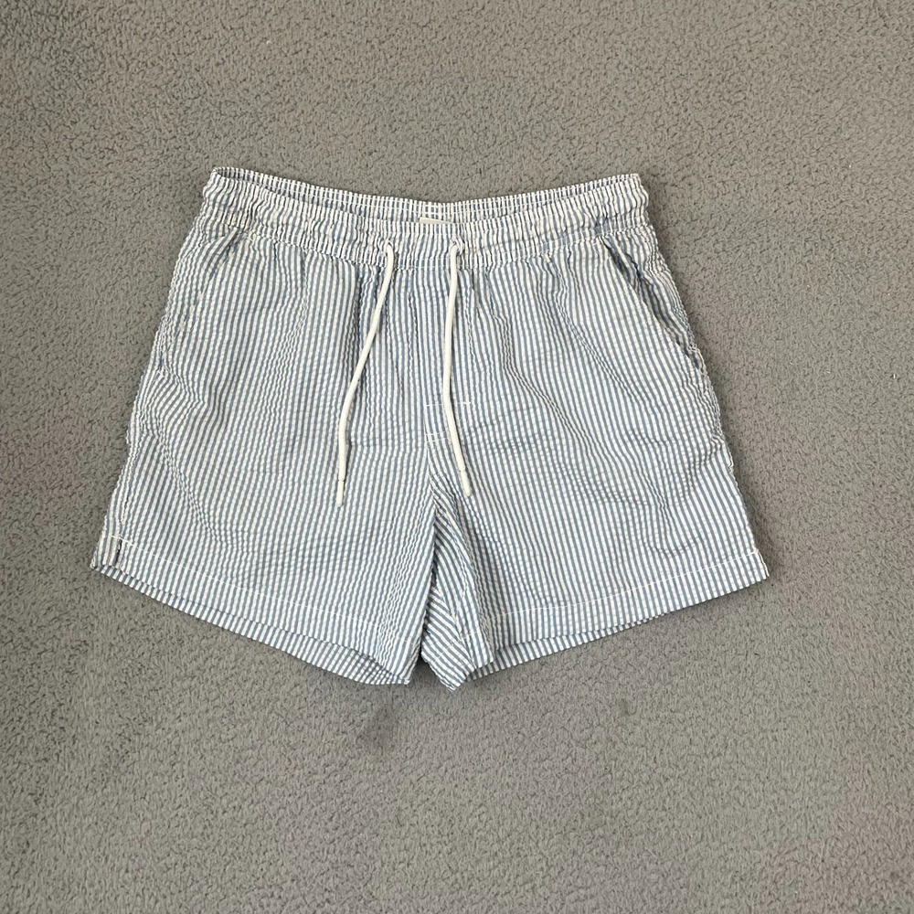American Eagle Seersucker Swim Trunks Men M Blue Lined Beach